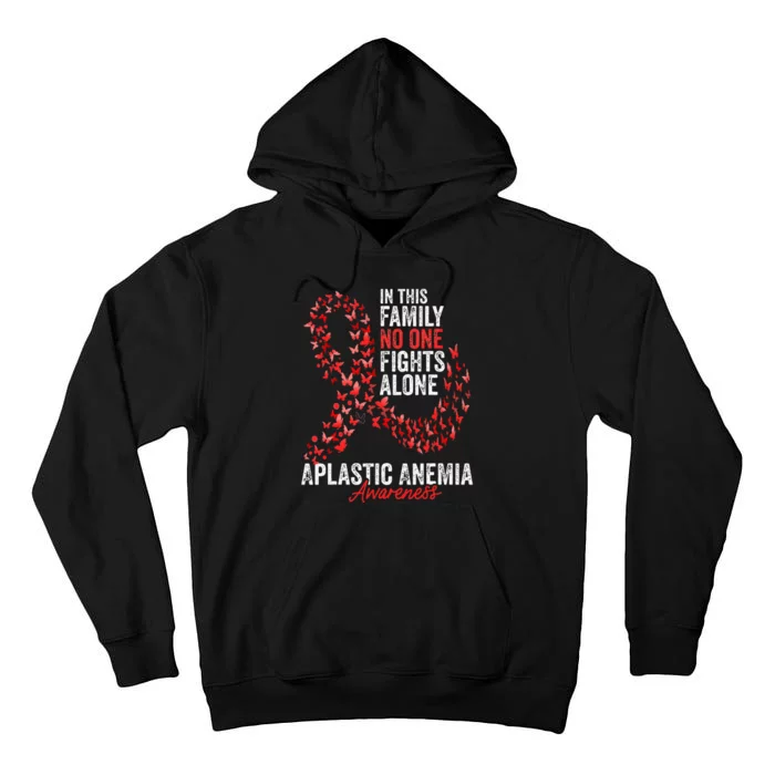 Aplastic Anemia Awareness Month Butterflies Red Ribbon Tall Hoodie