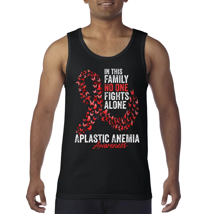 Aplastic Anemia Awareness Month Butterflies Red Ribbon Tank Top