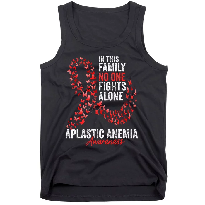 Aplastic Anemia Awareness Month Butterflies Red Ribbon Tank Top