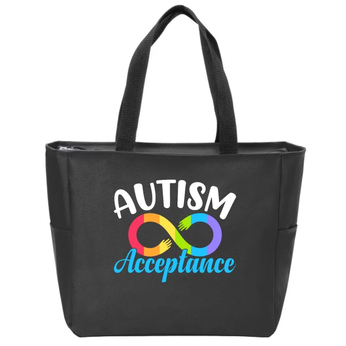 Autism Awareness Autism Red Instead Infinity Acceptance Zip Tote Bag