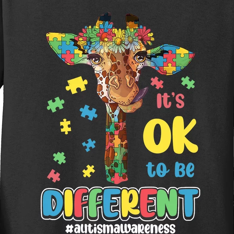 Autism Awareness Acceptance Wo Its Ok To Be Different Kids Long Sleeve Shirt