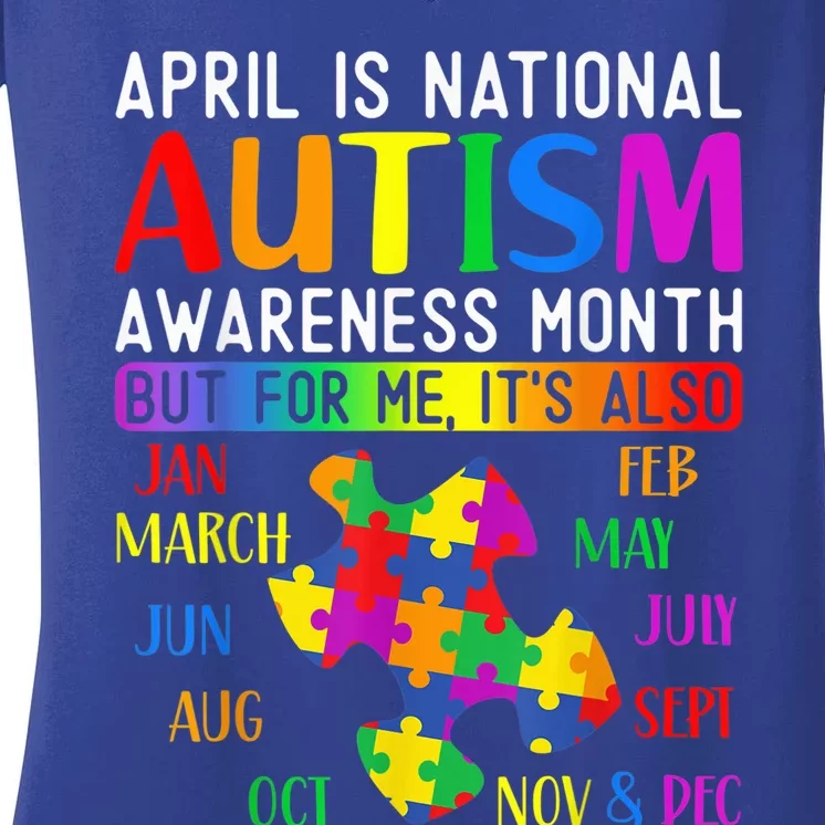 Autism Awareness - April is National Autism Awareness Month Women's V-Neck T-Shirt