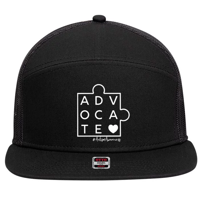 Advocate Autism Awareness Advocate Autism Support Accept Adapt 7 Panel Mesh Trucker Snapback Hat