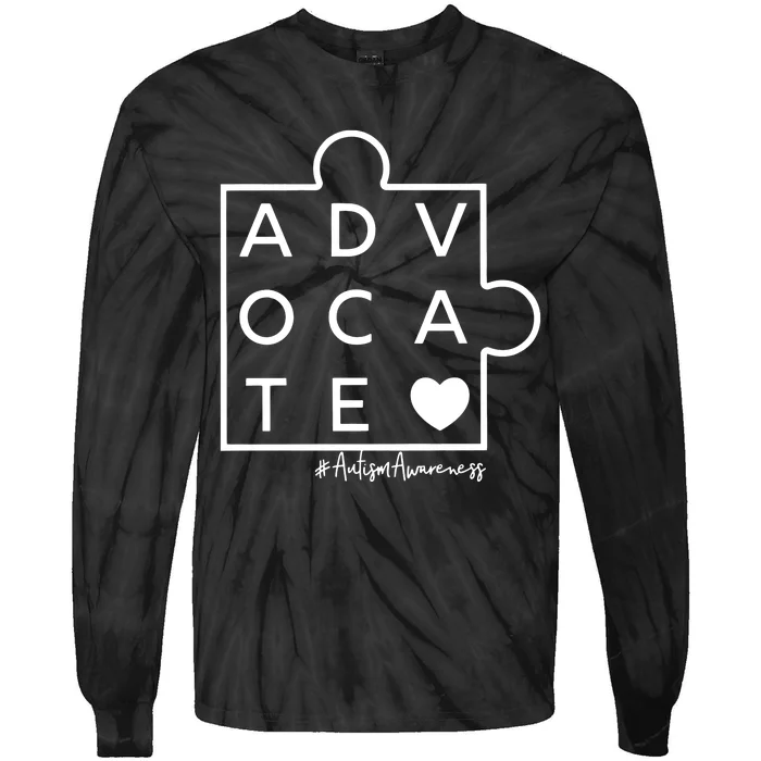 Advocate Autism Awareness Advocate Autism Support Accept Adapt Tie-Dye Long Sleeve Shirt