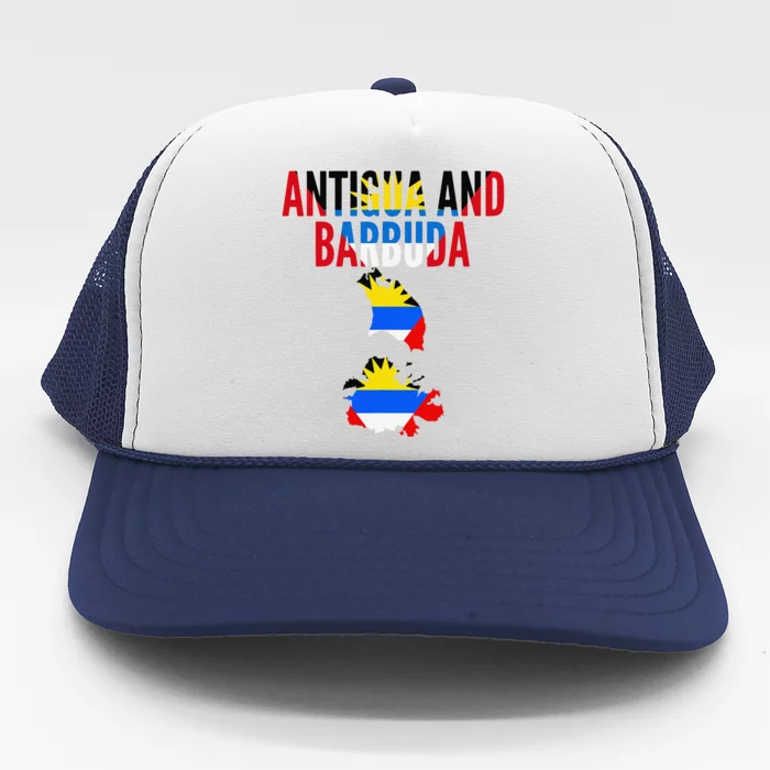 Antiguan Antigua And Barbuda Country Map Flag Trucker Hat