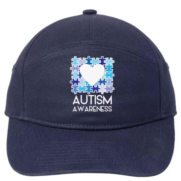 Autisms Autism Awareness Ribbon 7-Panel Snapback Hat