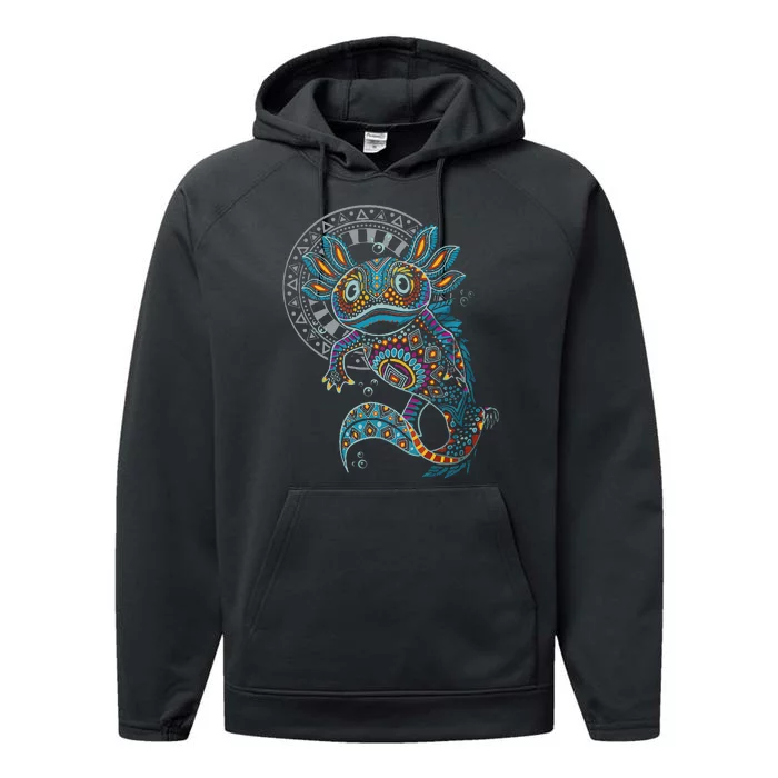 Axolotl Art Aztec Mexico Mexican Performance Fleece Hoodie