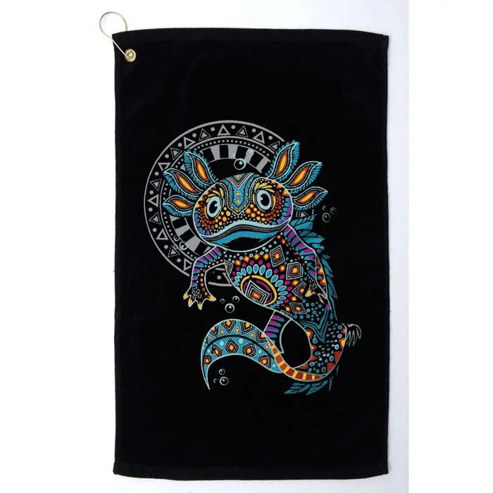 Axolotl Art Aztec Mexico Mexican Platinum Collection Golf Towel