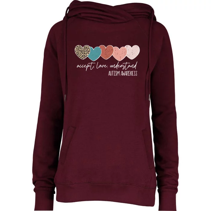 Autism Awareness Accept Love Understand Womens Funnel Neck Pullover Hood