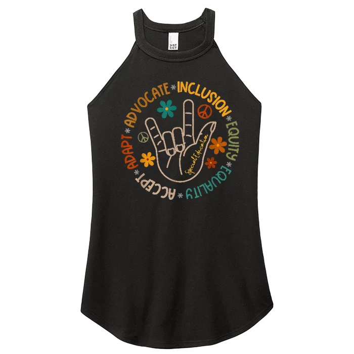 Accept Adapt Advocate Inclusion Equity Equality Women’s Perfect Tri Rocker Tank