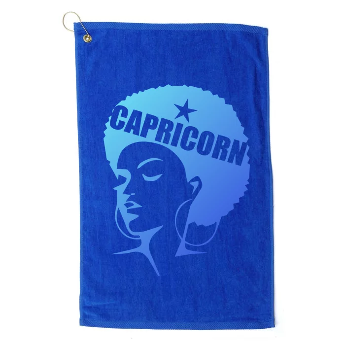 African American Afro Capricorn Zodiac Funny Gift Platinum Collection Golf Towel