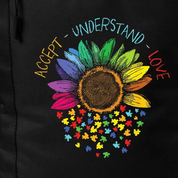 Autism Awareness Accept Understand Love ASD Rainbow Flower Daily Commute Backpack