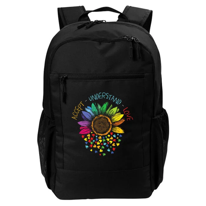 Autism Awareness Accept Understand Love ASD Rainbow Flower Daily Commute Backpack