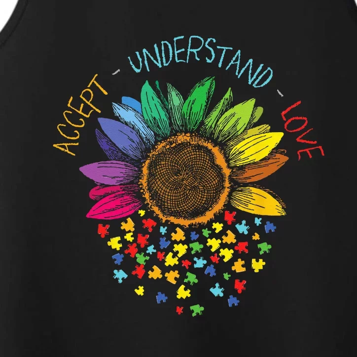 Autism Awareness Accept Understand Love ASD Rainbow Flower Performance Tank