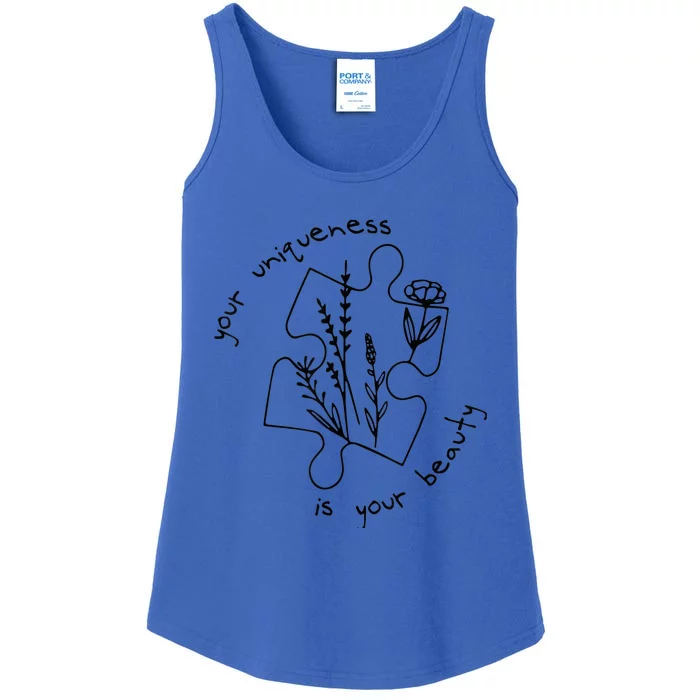 Autism Awareness Acceptance Your Uniqueness Is Your Beauty Ladies Essential Tank