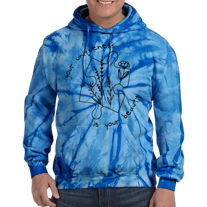 Autism Awareness Acceptance Your Uniqueness Is Your Beauty Tie Dye Hoodie