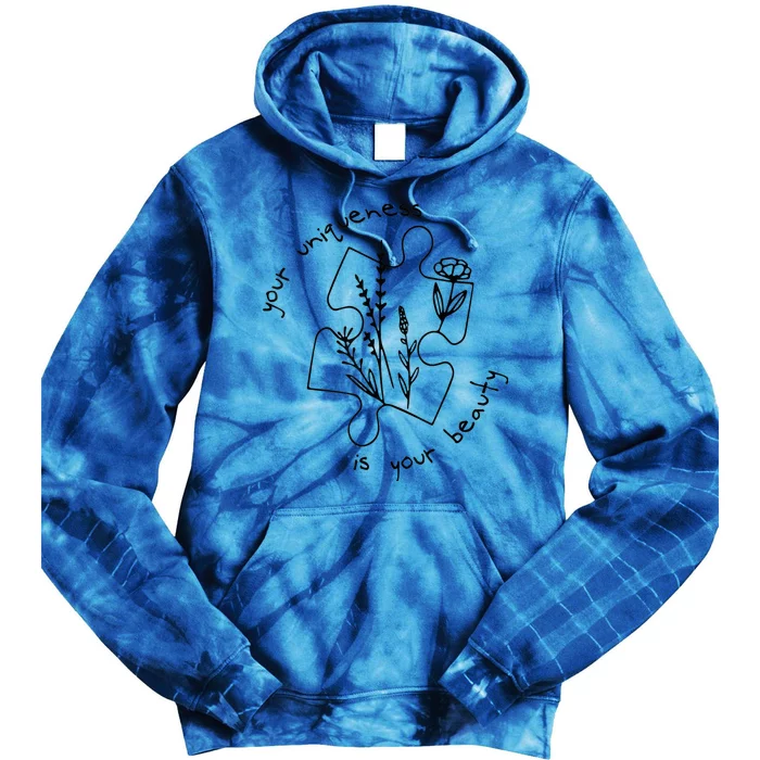 Autism Awareness Acceptance Your Uniqueness Is Your Beauty Tie Dye Hoodie