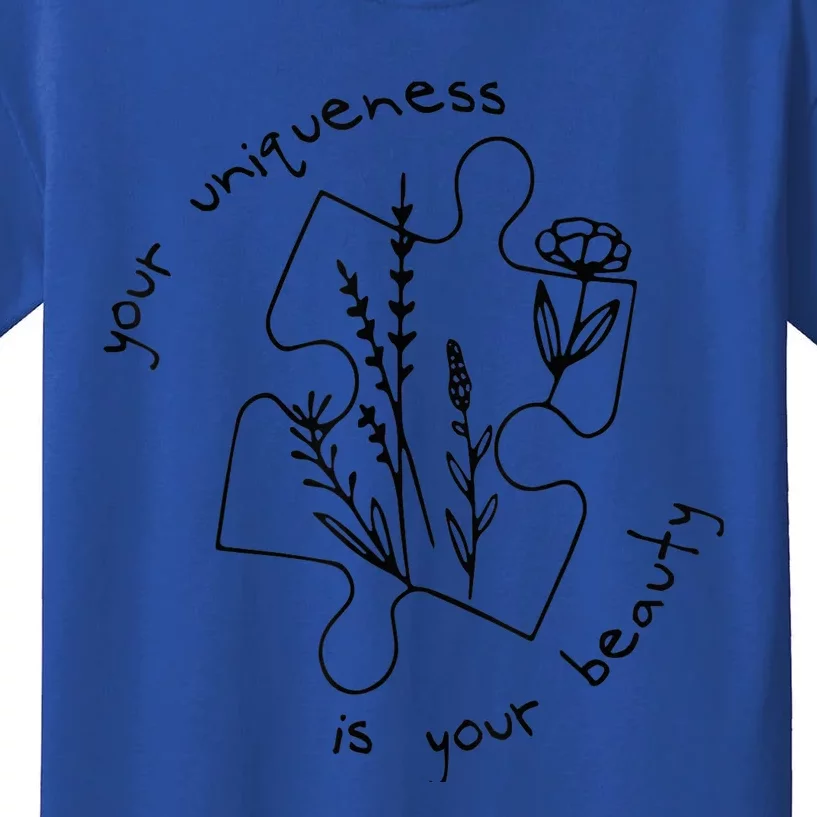 Autism Awareness Acceptance Your Uniqueness Is Your Beauty Kids T-Shirt