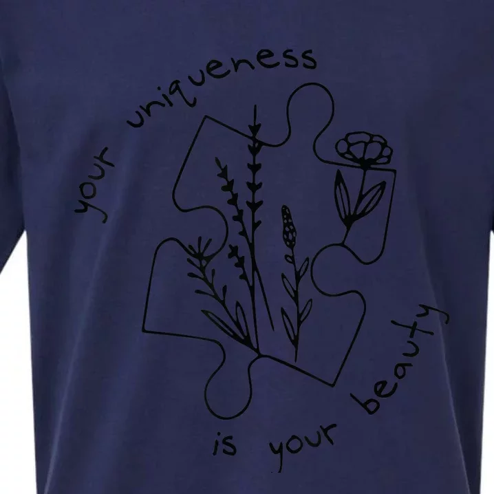 Autism Awareness Acceptance Your Uniqueness Is Your Beauty Sueded Cloud Jersey T-Shirt