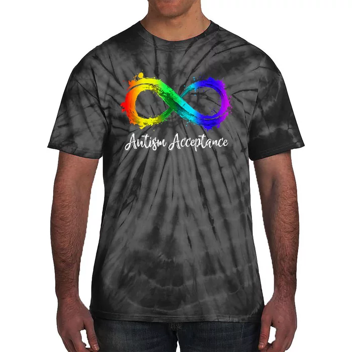 Autism Awareness Acceptance Rainbow Infinity Symbol Tie-Dye T-Shirt