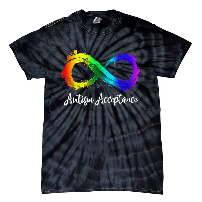 Autism Awareness Acceptance Rainbow Infinity Symbol Tie-Dye T-Shirt