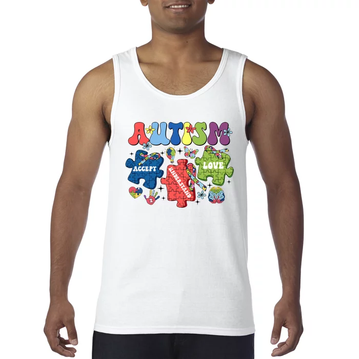 Autism Awareness Accept Understand Love Autism Puzzle Tank Top