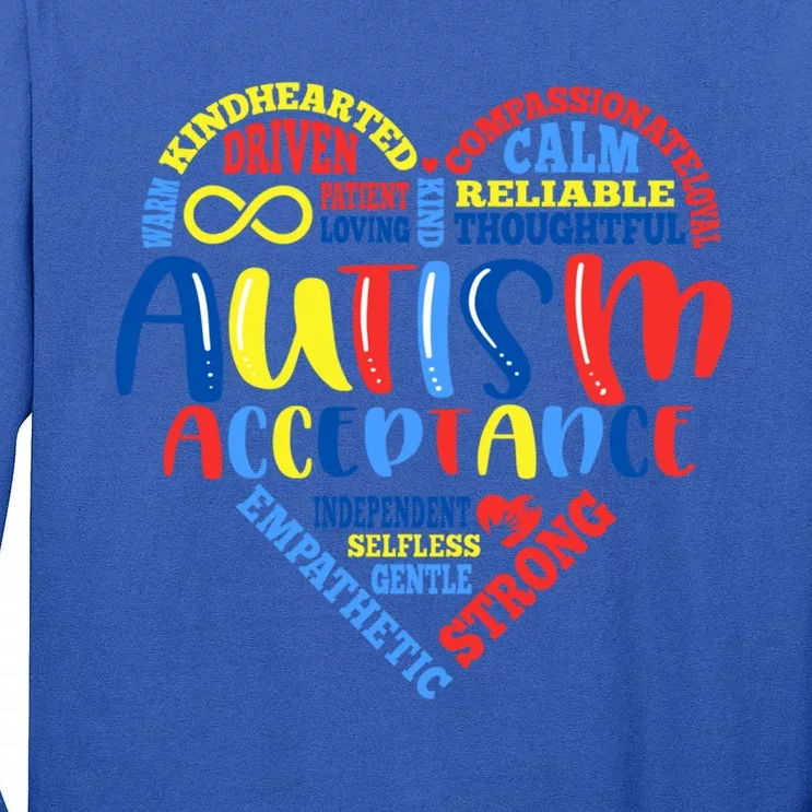 Acceptance Autism Awareness Month Support Puzzle Piece Heart Gift Tall Long Sleeve T-Shirt