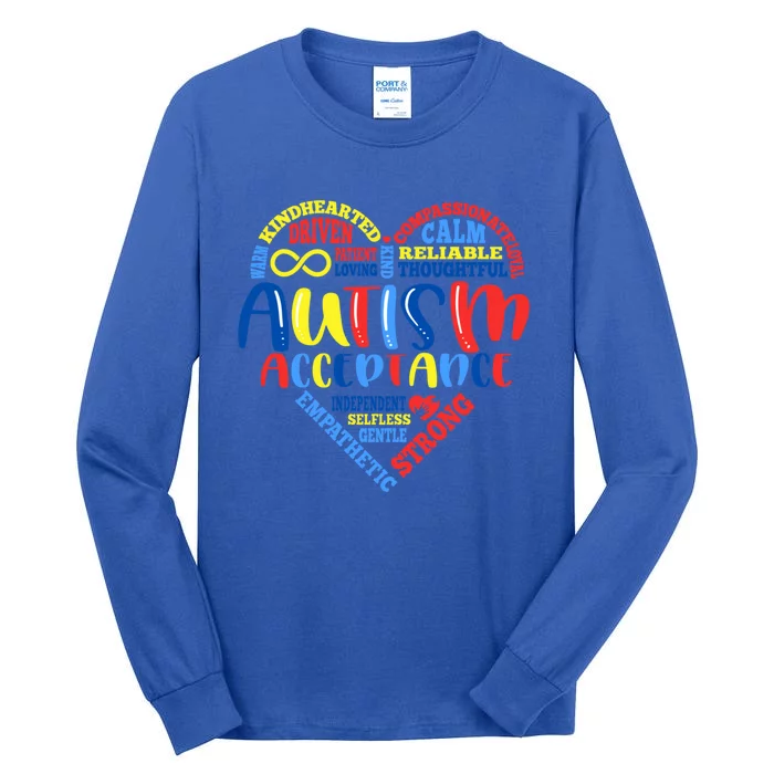 Acceptance Autism Awareness Month Support Puzzle Piece Heart Gift Tall Long Sleeve T-Shirt