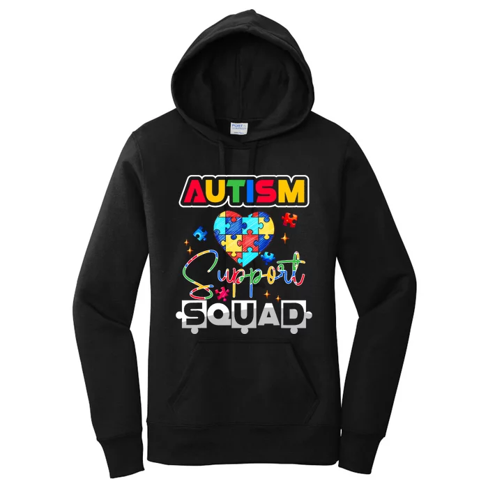 Autism Awareness Autism Squad Support Team Colorful Puzzle Women's Pullover Hoodie