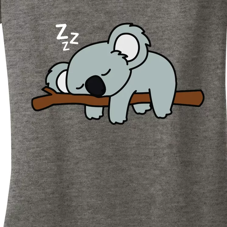 Adorable Australian Animal Tired Sleeping Cute Koala Bear Women's V-Neck T-Shirt