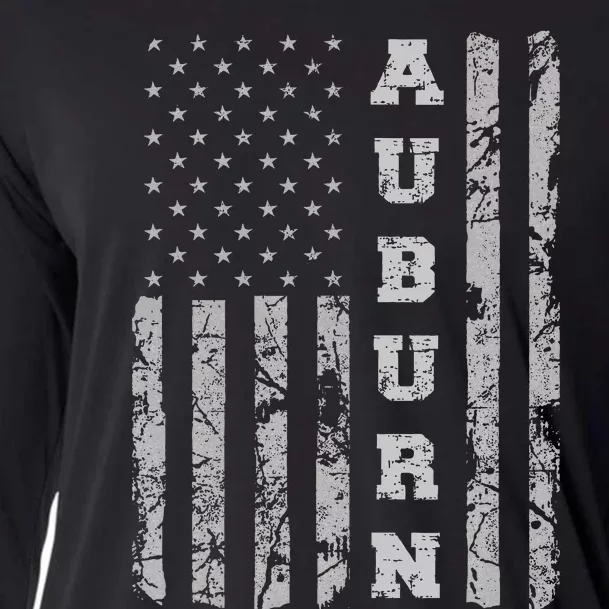 Auburn Alabama American Flag Cooling Performance Long Sleeve Crew