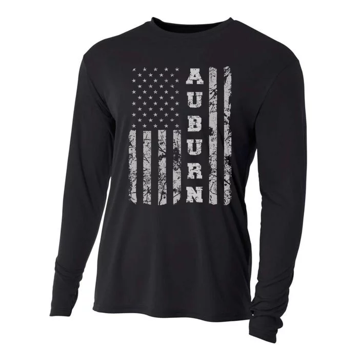 Auburn Alabama American Flag Cooling Performance Long Sleeve Crew