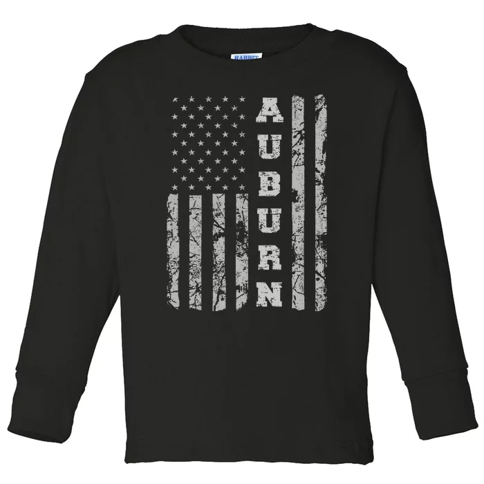 Auburn Alabama American Flag Toddler Long Sleeve Shirt