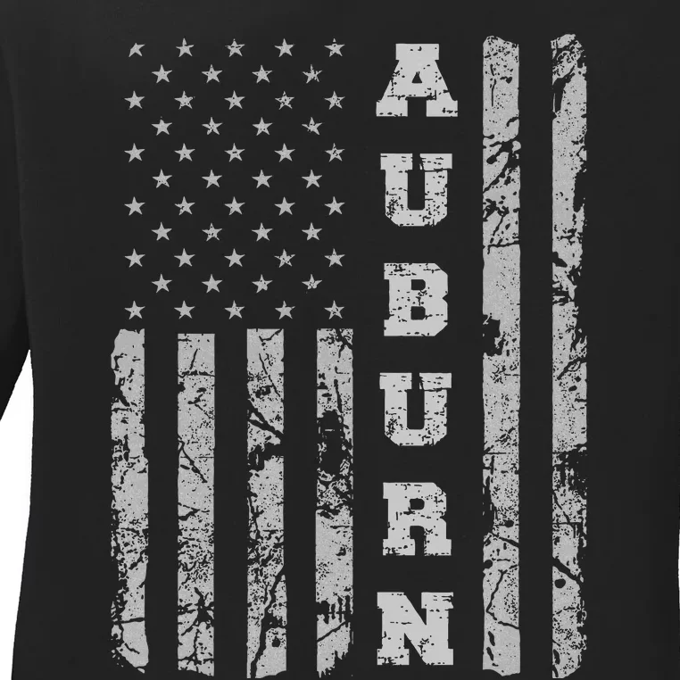 Auburn Alabama American Flag Ladies Long Sleeve Shirt