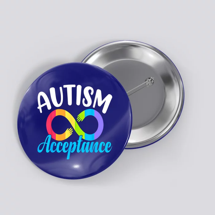 Autism Awareness Acceptance Rainbow Infinity Red Instead Cute Gift Button