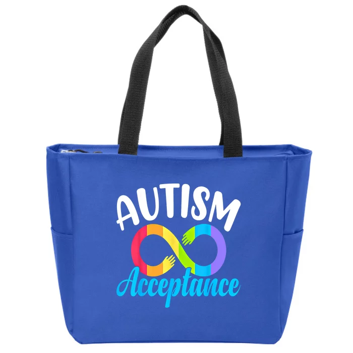 Autism Awareness Acceptance Rainbow Infinity Red Instead Cute Gift Zip Tote Bag