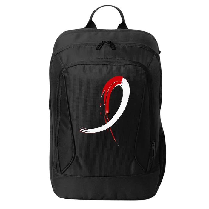 Aplastic Anemia Awareness Red White Graffiti Ribbon City Backpack