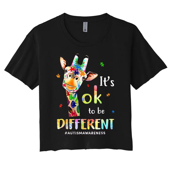 Autism Awareness Acceptance Its Ok To Be Different Women's Crop Top Tee