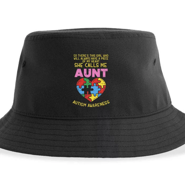 Aunt Autism Awareness Piece Of My Heart Auntie Sustainable Bucket Hat