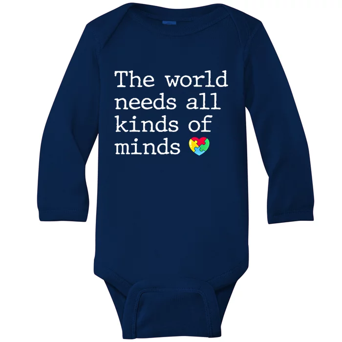 Autism Awareness All Kinds Of Minds Autistic Support Gift Baby Long Sleeve Bodysuit