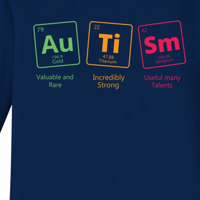 Awareness Autistic Autism Periodic Table Of Elets Gift Baby Long Sleeve Bodysuit