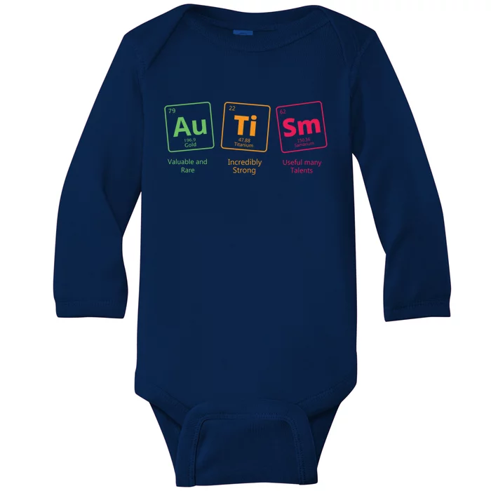 Awareness Autistic Autism Periodic Table Of Elets Gift Baby Long Sleeve Bodysuit