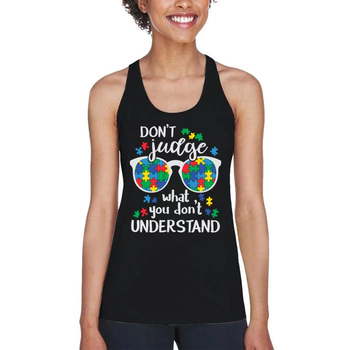 Autism Awareness Autistic Glasses Women's Racerback Tank