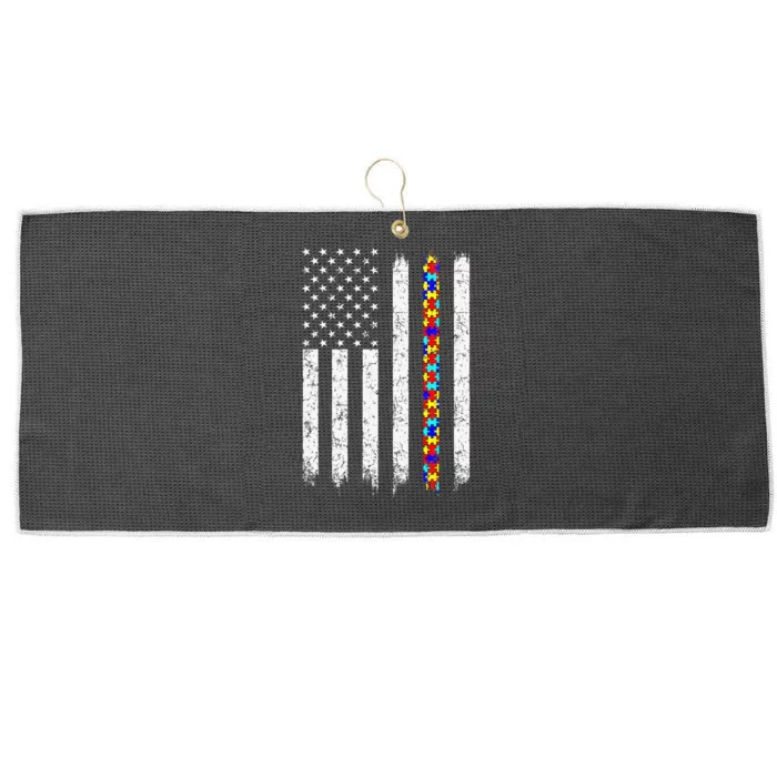 Autism Awareness American Flag Large Microfiber Waffle Golf Towel