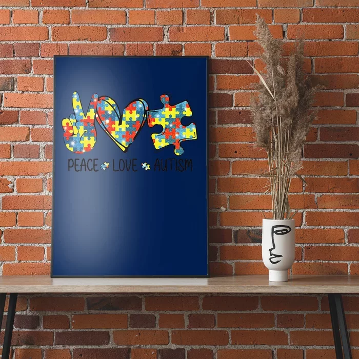 Awesome Autism Awareness Peace Love Puzzle Pieces Poster