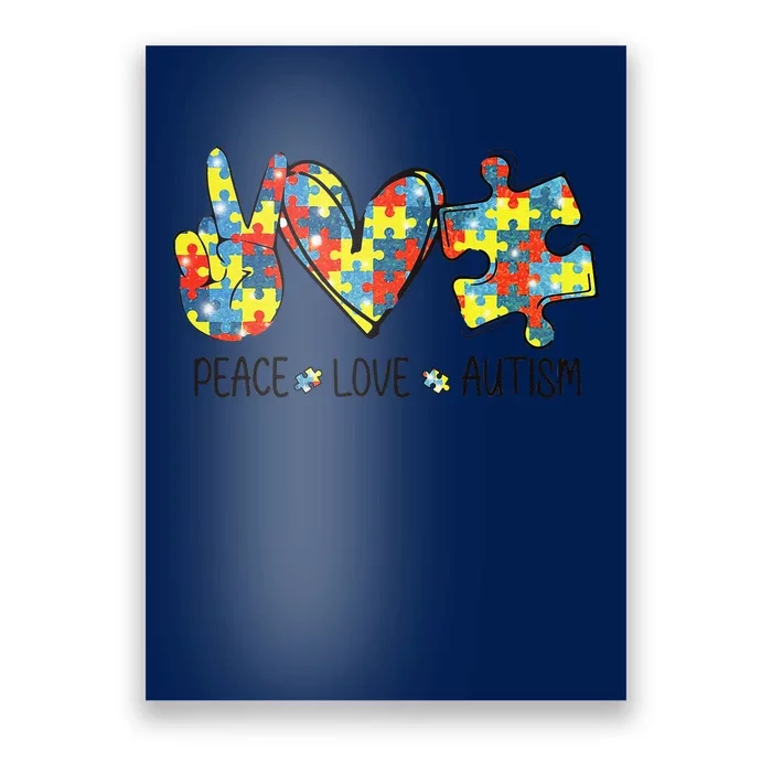 Awesome Autism Awareness Peace Love Puzzle Pieces Poster