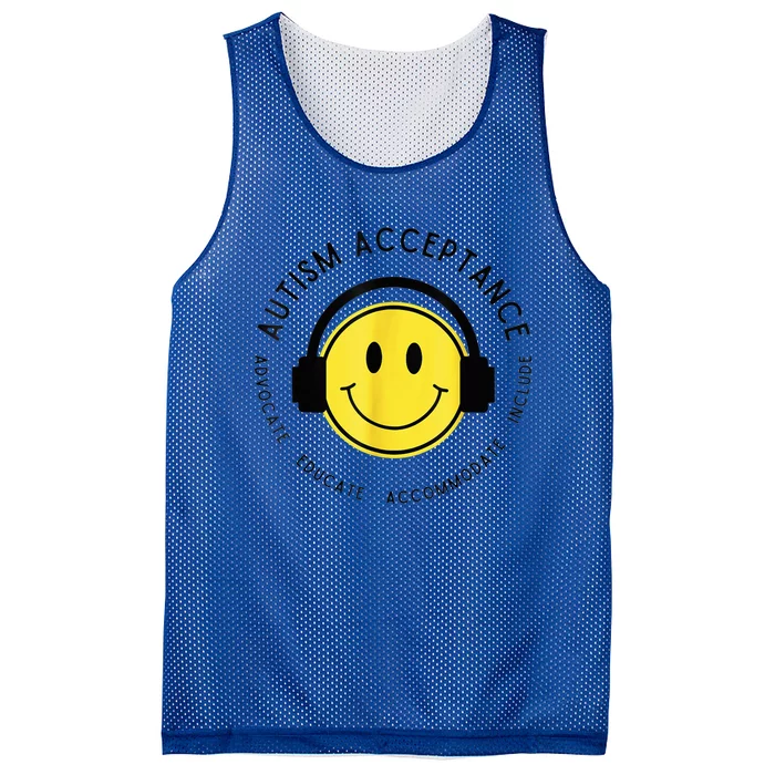 Autism Awareness Acceptance Retro Smile Face Kid Wo Mesh Reversible Basketball Jersey Tank