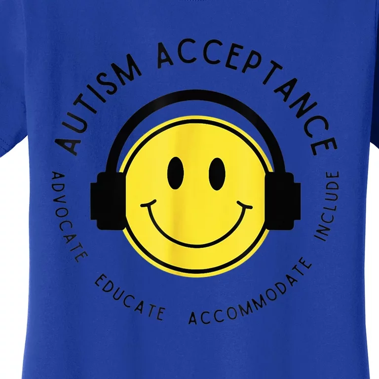 Autism Awareness Acceptance Retro Smile Face Kid Wo Women's T-Shirt