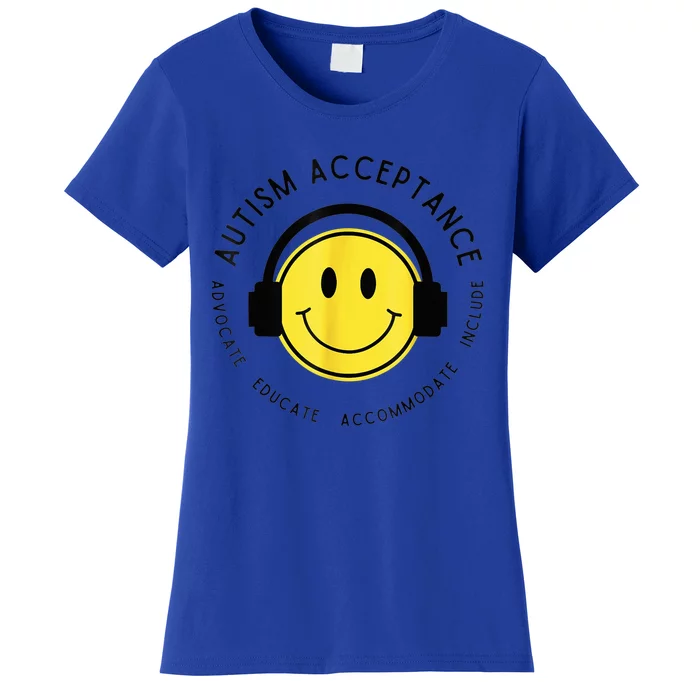 Autism Awareness Acceptance Retro Smile Face Kid Wo Women's T-Shirt