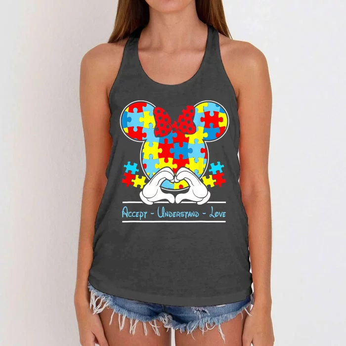 Autism Awareness Autism Mouse Autism Women's Knotted Racerback Tank